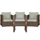 Mesa Centro E 3 Poltronas Madri Corda Náutica Estofado  3 Tra