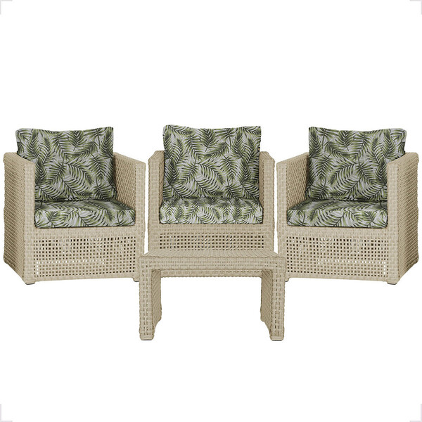 Mesa Centro E 3 Poltronas Madri Corda Náutica Estofado  5  Tr