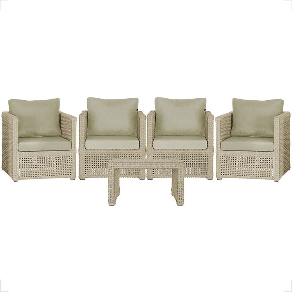 Mesa Centro E 4 Poltronas Madri Corda Náutica Estofado 7 Tram