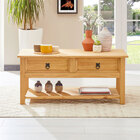 Mesa Centro Madeira 2 Gavetas Retangular Rústico - Cera Mexic