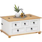 Mesa Centro Madeira 5 Gavetas Rústico Tequila - Branco