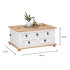 Mesa Centro Madeira 5 Gavetas Rústico Tequila - Branco Cera M