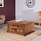 Mesa Centro Madeira 5 Gavetas Rústico Tequila - Cera Colonial