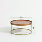 Mesa Centro Redonda Roncalli Capri Aço Carbono Lamina Madeira