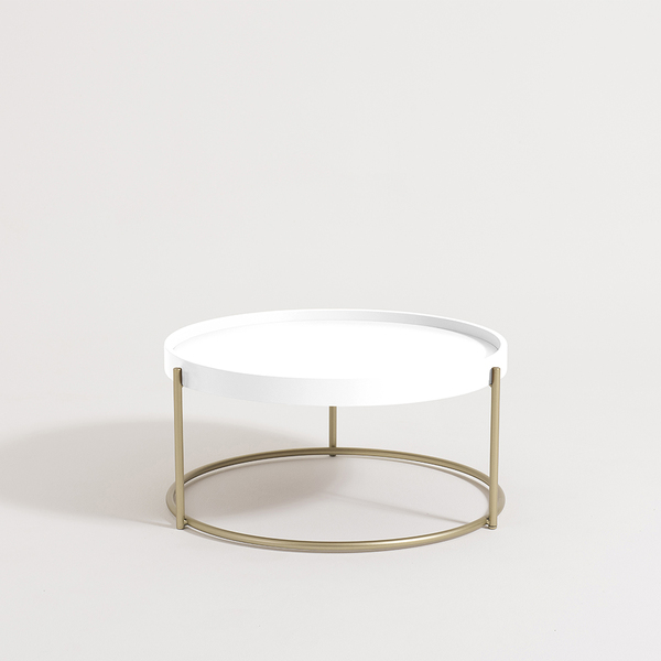 Mesa Centro Redonda Roncalli Capri Aço Carbono Lamina Madeira