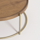 Mesa Centro Redonda Roncalli Capri Aço Carbono Lamina Madeira