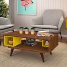 Mesa Centro Retrô 45 - Olivar - Rustik Carvalho / Amarelo