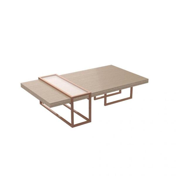 Mesa Centro Tubular Bronze Madeirado Escuro Lilies Móveis