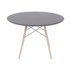 Mesa Charles Eames Completa Tampo Redondo Preto Base Madeira
