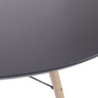 Mesa Charles Eames Completa Tampo Redondo Preto Base Madeira