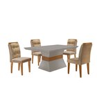 Mesa Clarice 120 Tampo Mdf Vidro/canto Reto 4 Cadeiras Valent