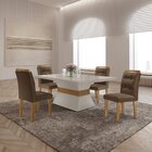 Mesa Clarice 120 Tampo Mdf Vidro/canto Reto 4 Cadeiras Valent