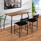 Mesa Com 2 Cadeiras Preto Fit Flora Aço Nobre