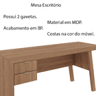 Mesa Com 2 Gavetas Para Escritório Home Office Me4122 Mdp Ame