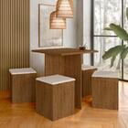 Mesa Com 4 Banquetas Calgary Freijó/suede Bege - Móveis Arapo