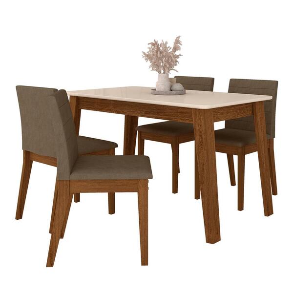 Mesa Com 4 Cadeiras 1,36 Austin Freijó/off Premium/capuccino