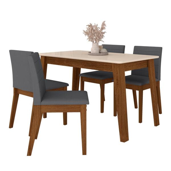 Mesa Com 4 Cadeiras 1,36 Austin Freijó/off Premium/cinza - M.a