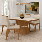 Mesa Com 4 Cadeiras 1,36 Nantes Freijó/off Premium/bege - M A