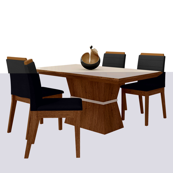 Mesa Com 4 Cadeiras 1,36 Nantes Freijó/off Premium/preto - M A