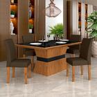 Mesa Com 4 Cadeiras 1,36 Versalhes Cin/preto/marrom - Móveis