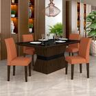 Mesa Com 4 Cadeiras 1,36 Versalhes Imb/pre/terracot - Móveis