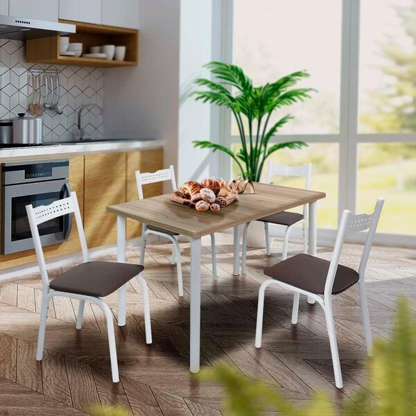 Mesa Com 4 Cadeiras 110x72 Branco Carvalho Ash Shop Jm
