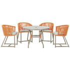 Mesa Com 4 Cadeiras De Jantar Roma 100cm E Noronha Em Aluminí