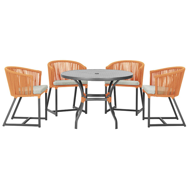 Mesa Com 4 Cadeiras De Jantar Roma 100cm E Noronha Em Aluminí