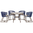 Mesa Com 4 Cadeiras De Jantar Roma 100cm E Noronha Em Aluminí