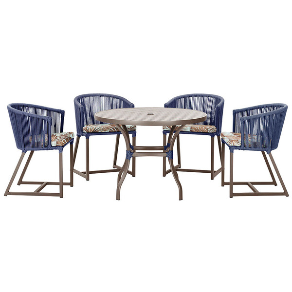 Mesa Com 4 Cadeiras De Jantar Roma 100cm E Noronha Em Aluminí