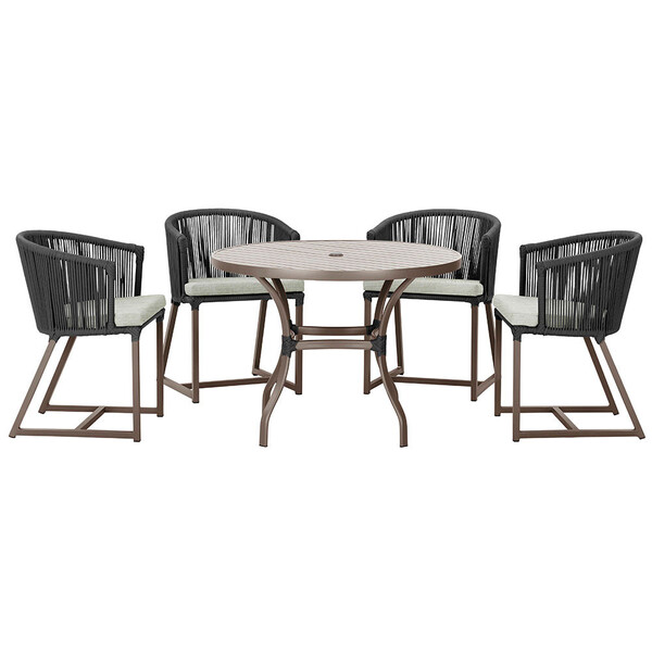 Mesa Com 4 Cadeiras De Jantar Roma 100cm E Noronha Em Aluminí