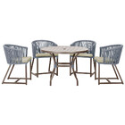 Mesa Com 4 Cadeiras De Jantar Roma 100cm E Noronha Em Aluminí