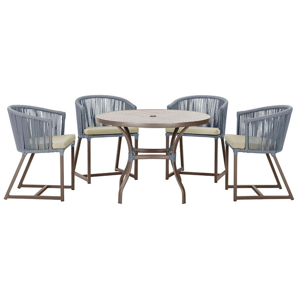 Mesa Com 4 Cadeiras De Jantar Roma 100cm E Noronha Em Aluminí