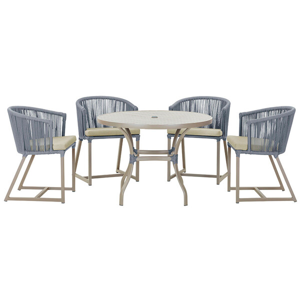 Mesa Com 4 Cadeiras De Jantar Roma 100cm E Noronha Em Aluminí