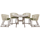 Mesa Com 4 Cadeiras De Jantar Roma 100cm E Noronha Em Aluminí