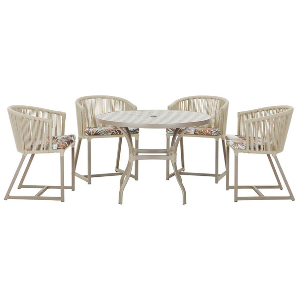 Mesa Com 4 Cadeiras De Jantar Roma 100cm E Noronha Em Aluminí