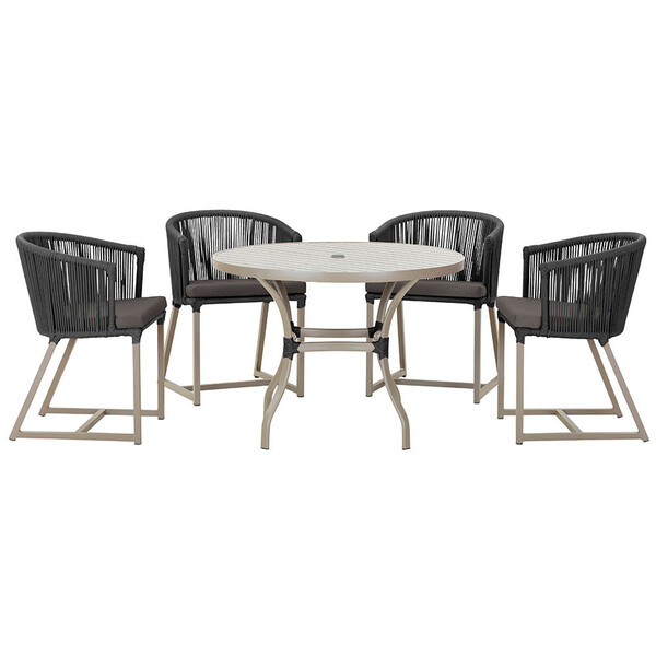 Mesa Com 4 Cadeiras De Jantar Roma 100cm E Noronha Em Alu...