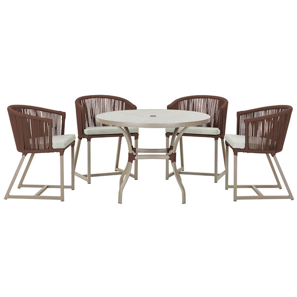 Mesa Com 4 Cadeiras De Jantar Roma 100cm E Noronha Em Alu...
