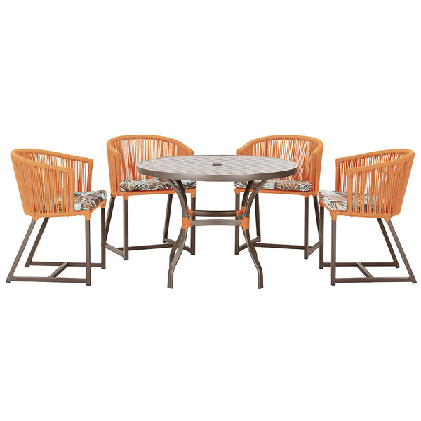 Mesa Com 4 Cadeiras De Jantar Roma 100cm E Noronha Em Alu...