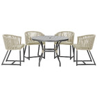 Mesa Com 4 Cadeiras De Jantar Roma 100cm E Noronha Em Aluminí