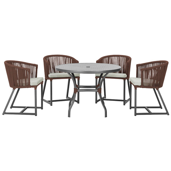 Mesa Com 4 Cadeiras De Jantar Roma 100cm E Noronha Em Aluminí