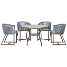 Mesa Com 4 Cadeiras De Jantar Roma 100cm E Noronha Em Aluminí