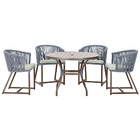 Mesa Com 4 Cadeiras De Jantar Roma 100cm E Noronha Em Aluminí