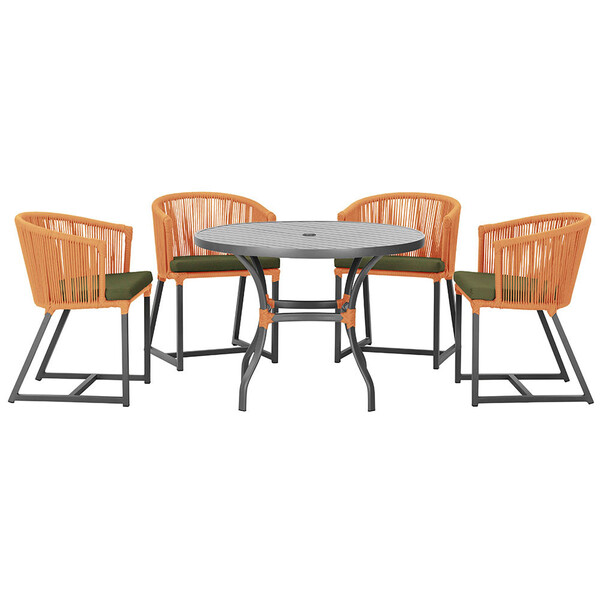 Mesa Com 4 Cadeiras De Jantar Roma 100cm E Noronha Em Aluminí