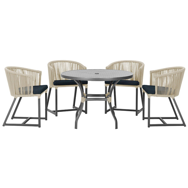 Mesa Com 4 Cadeiras De Jantar Roma 100cm E Noronha Em Alu...