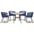 Mesa Com 4 Cadeiras De Jantar Roma 100cm E Noronha Em Aluminí