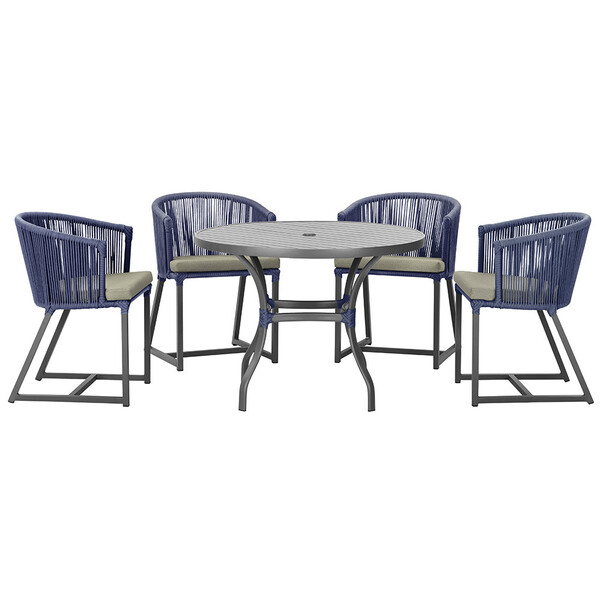 Mesa Com 4 Cadeiras De Jantar Roma 100cm E Noronha Em Aluminí