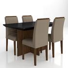 Mesa Com 4 Cadeiras Duda 1,36 Imbuia/preto/creme - Móveis Ara