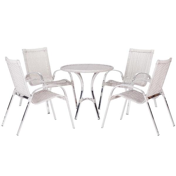Mesa Com 4 Cadeiras Em Aluminio E Fibra (cadeiras Colombia E