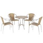 Mesa Com 4 Cadeiras Em Aluminio E Fibra Sintetica, Ideal Para